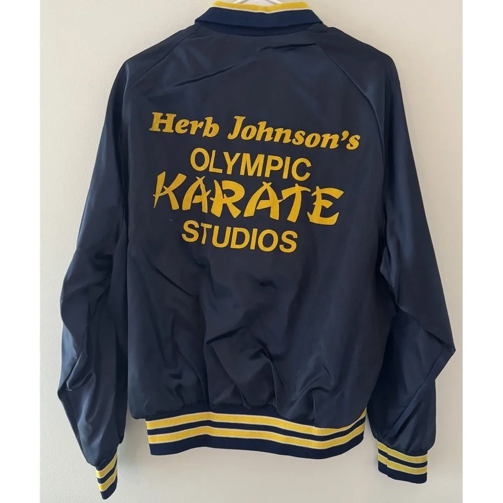 Vintage Satin Jacket Aristo Jac by Holton Karate Studio Large USA Olympic Retro